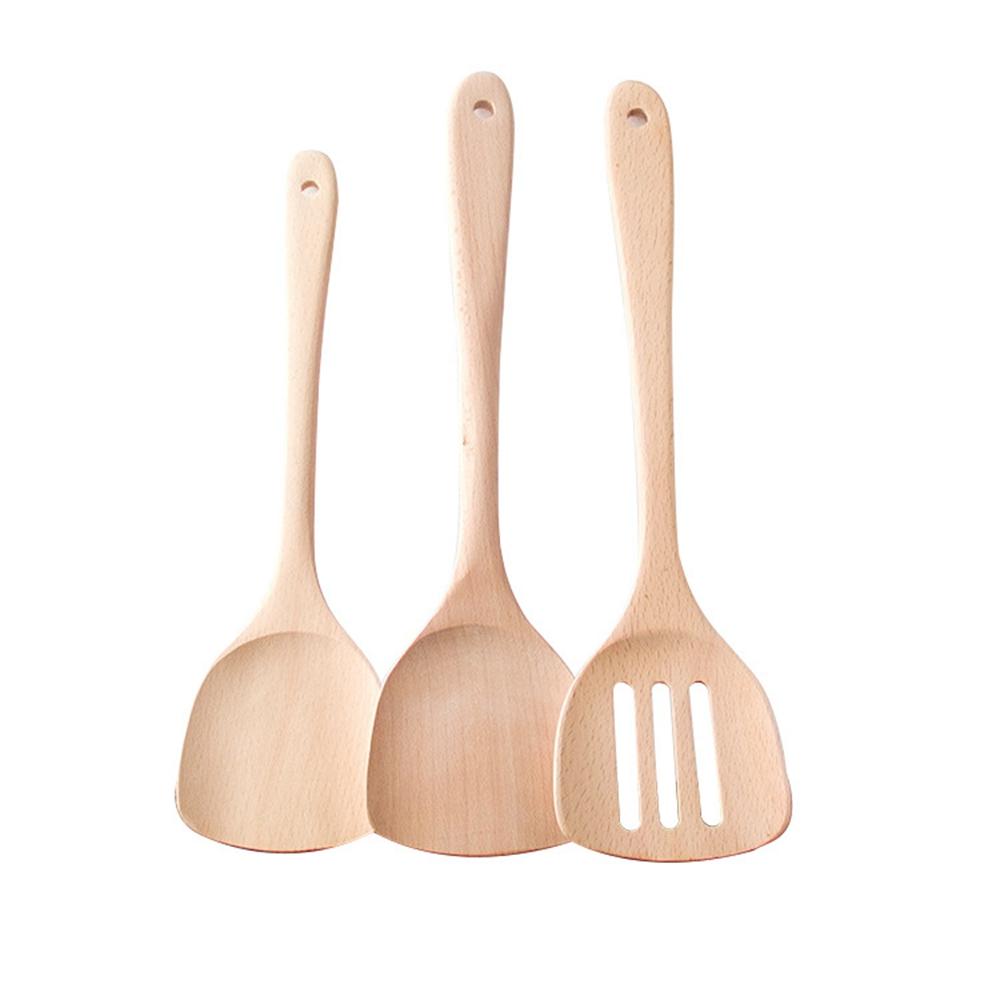 Natural Wok Shovels Cookware Cooking Tool Hanging Wooden Spatula Kitchen Utensil Turner Shovel