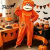 Relaxed Fit Sleepwear Big Mouth Creature Onesie Pajamas, Halloween Pumpkin Fleece Hooded Pajamas Unisex One Piece Loungewear