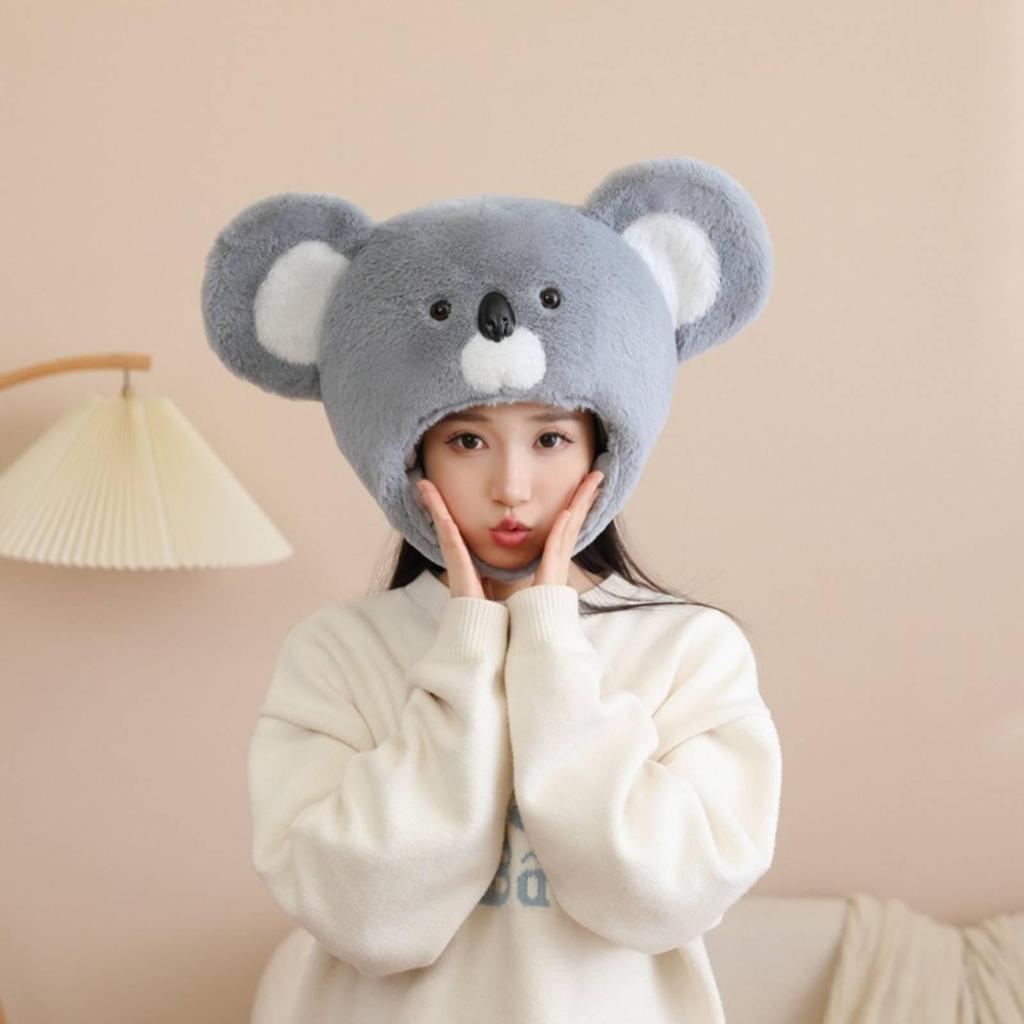 Koala Kopf Kopfschmuck Foto Requisite Flauschiger Niedlicher Tierhut für