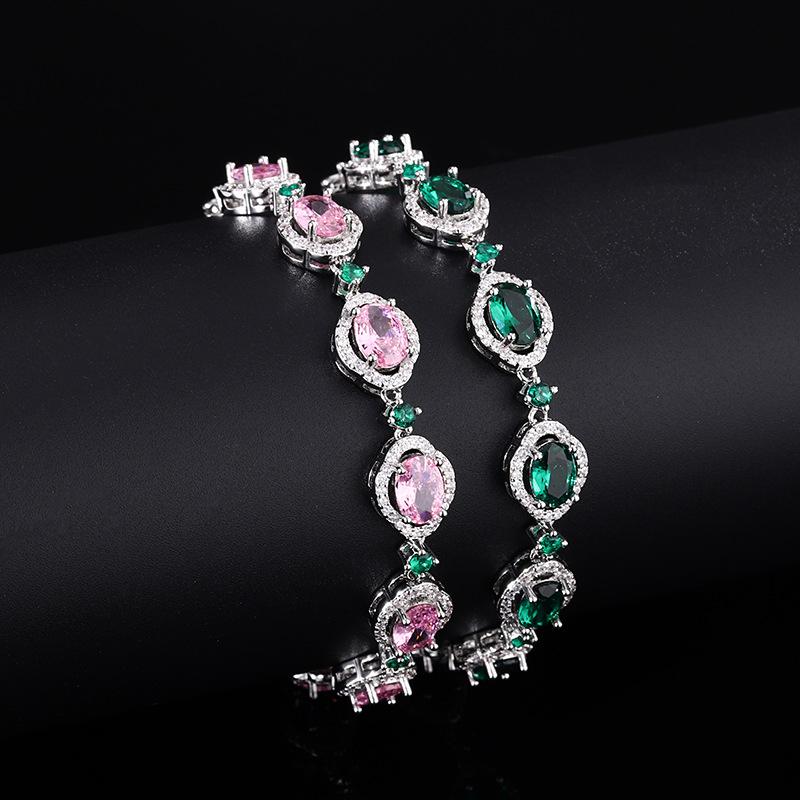 Herbst und Winter neue Mode Armband farbigen Schatz Frauen rosa Diamant Smaragd Licht Luxus exquisite vielseitig Schmuck Mode