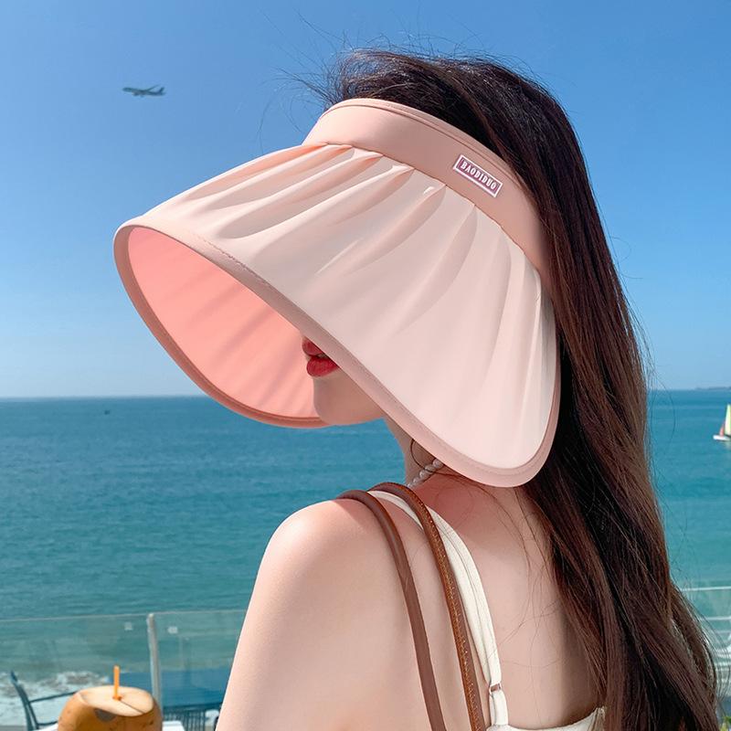8472 Summer UV protection face covering sun protection hat two-color empty top hat children surround shell large brim sun hat