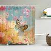 Beautiful Butterfly Flowers Shower Curtain Bathroom Screen Decoration Shower Curtains Waterproof Washable Fabric