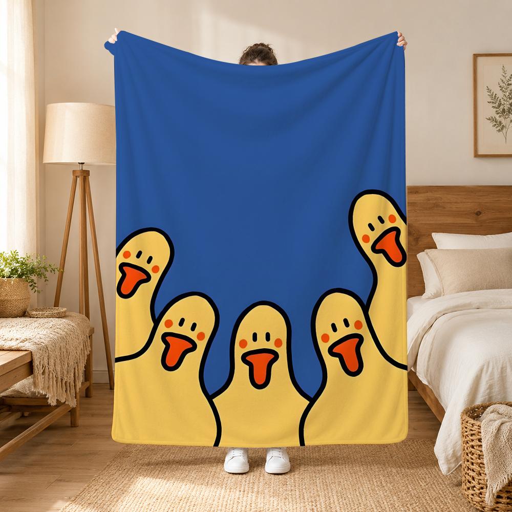 Duck Animal Wall Art Throw 240G Flannel Blanket, Suitable For Sofas, Beds, Offices, Exquisite Gift Blankets