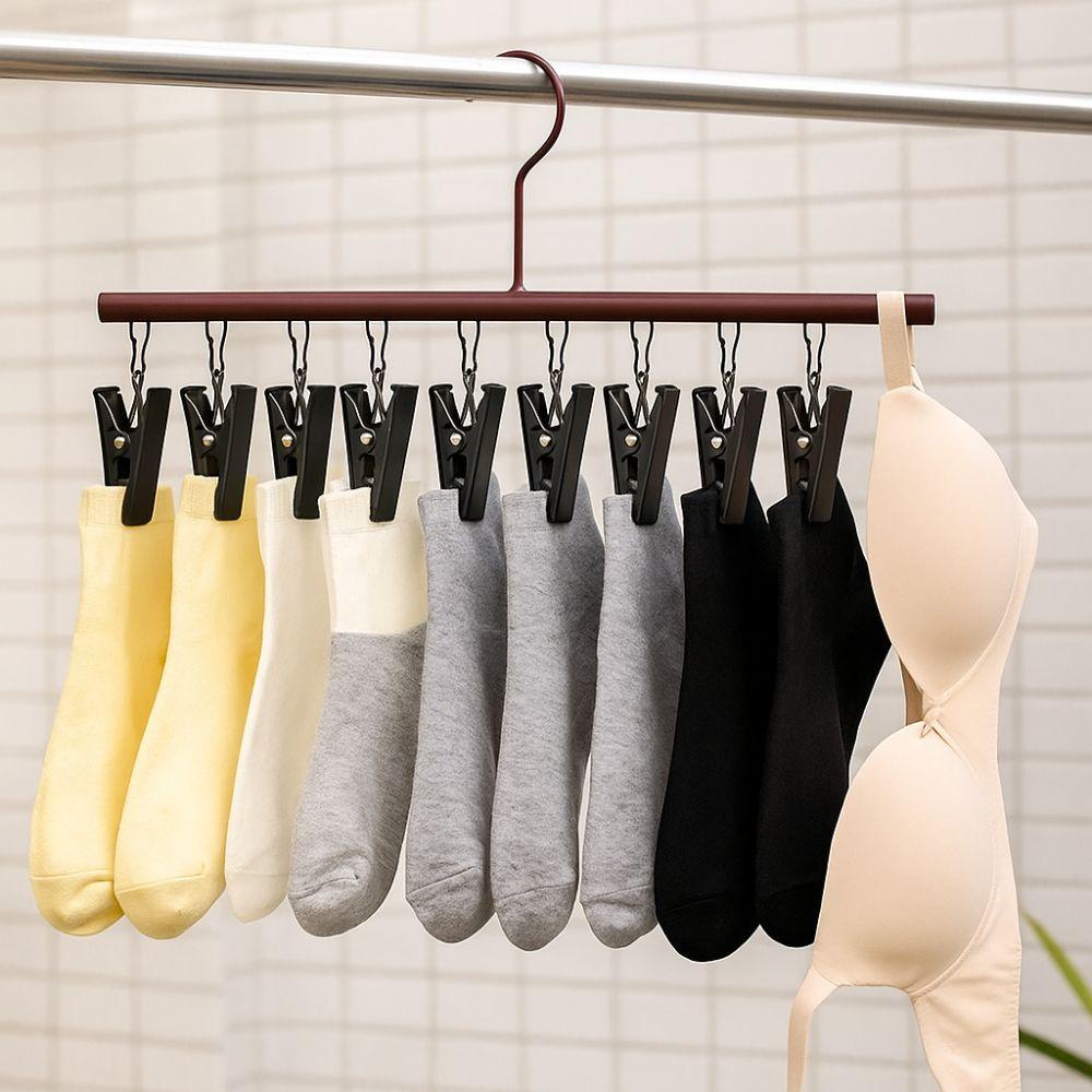 Wooden Wooden Storage Rack 10 Clips Socks Hanging Rack Storage Organiser  Bathroom Dryer
