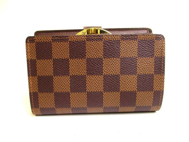 Authentic LOUIS VUITTON Damier Brown Leather Bifold Wallet Viennois #a185  Refurbished