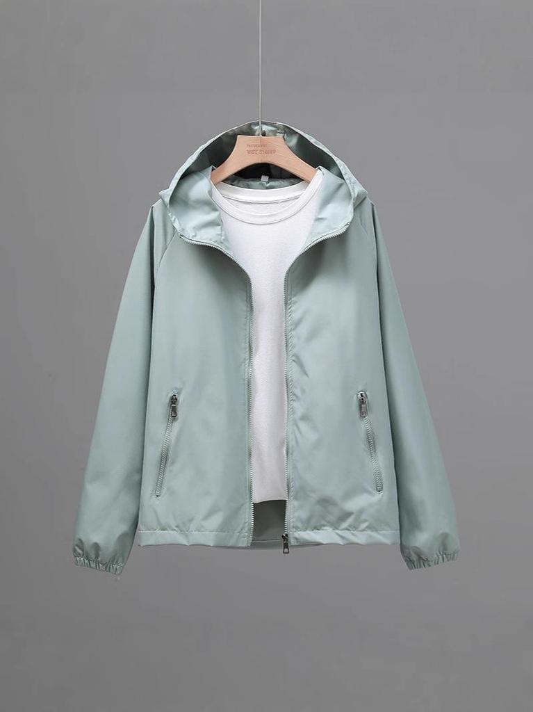 Trendiger Damen-Kapuzen-Windbreaker für Anfang März - Koreanischer Stil, Leicht, Sonnenschutz für Frühling, Sommer, Herbst