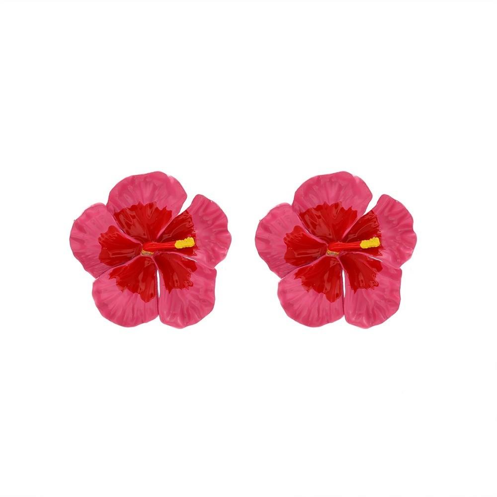 Pinkdudu Vintage Exaggerated Large Flower Zinc Alloy Dripped Glaze Earrings Fashion Trendy Stud Earrings Women PD2253