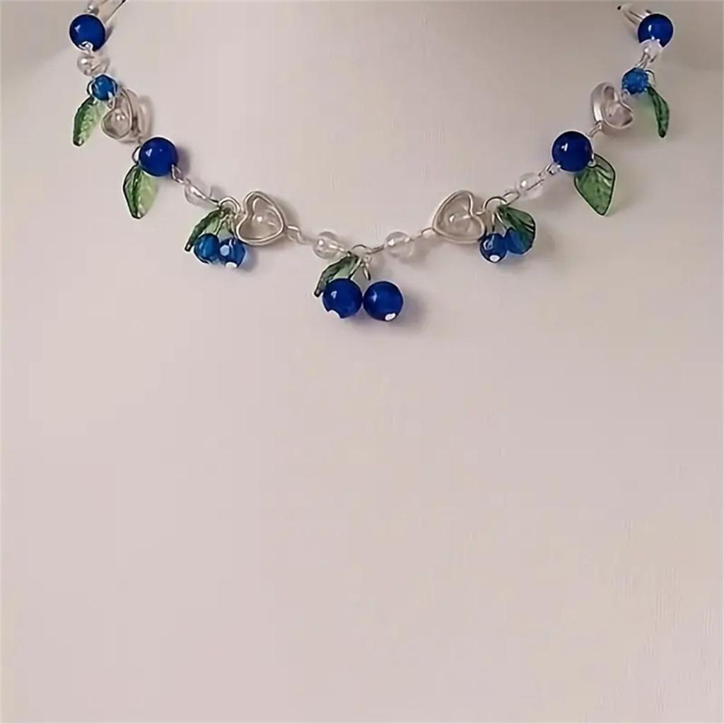 Bohemian Blueberries Fruit Zircon Set Pendant Earrings Clavicle Necklace Trendy Berry Themed Accessories for Women