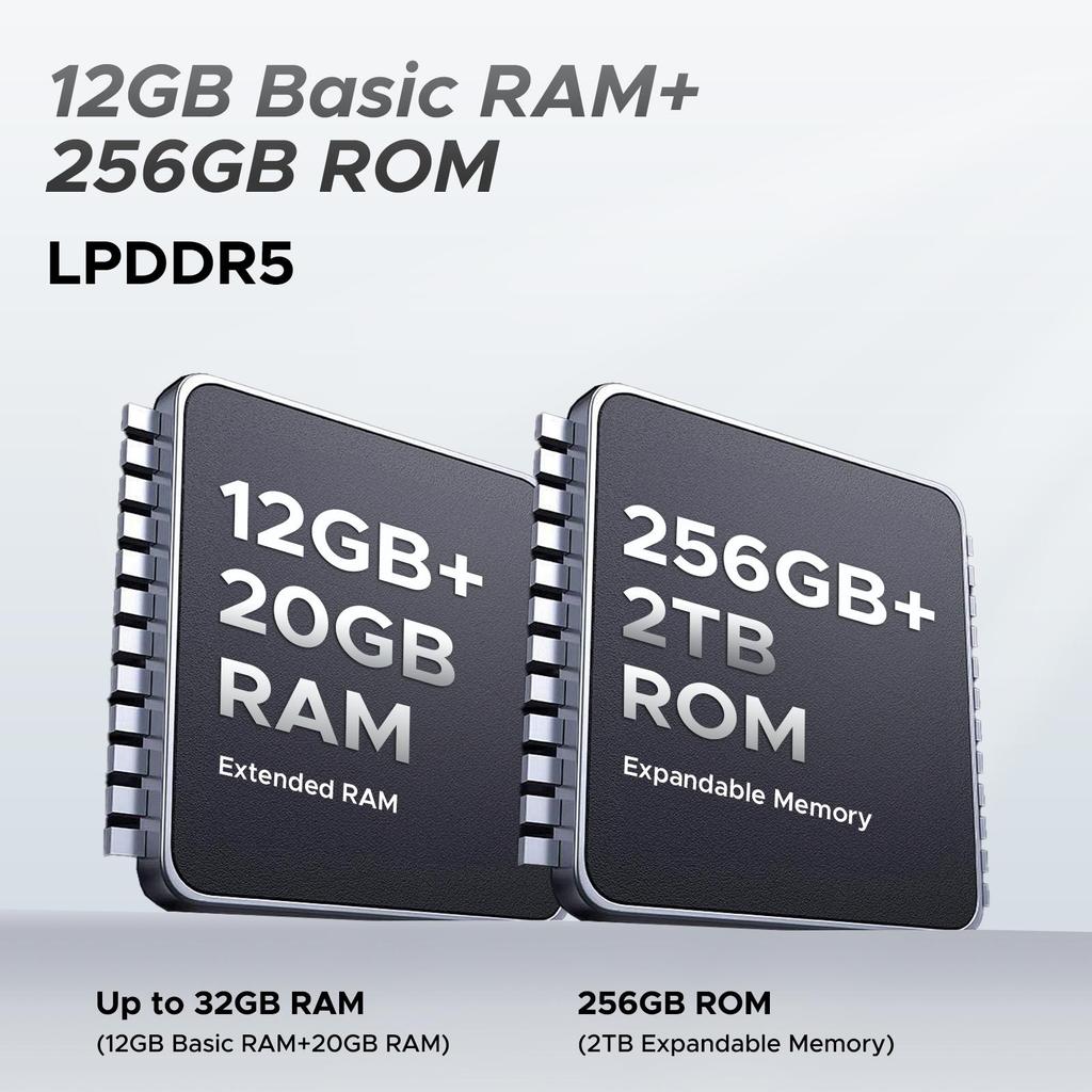 DOOGEE Blade GT Odolný smartphone, 32GB+256GB/2TB, 120Hz 6,72'' FHD+, Dynamický efekt LED světla