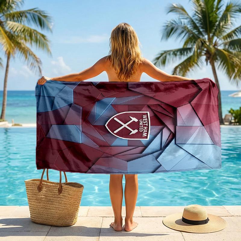 West Ham United Fußball Strandtuch Weiches Mikrofaser Sommerhandtuch Schnelltrocknend Saugfähiges Handtuch für Strand Schwimmbad Reisen