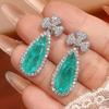 Accessories Set Earrings Necklace Pink Zirconium Paraiba Emerald Droplet Female Light Luxury