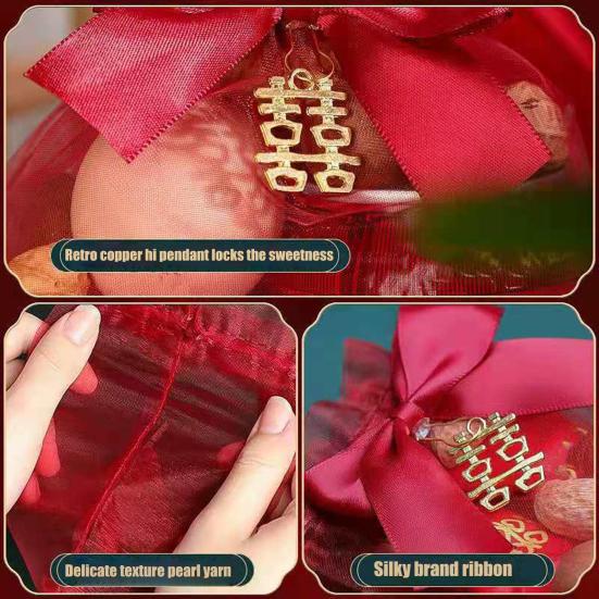 10 Buc Pungă pentru Mărturii de Nuntă Detaliată Ușor de Transportat Muncă Meticuloasă Pungă Cadou cu Șnur Roșu Chinezesc pentru Magazin