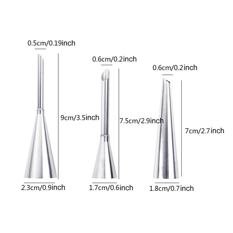 

3/4pcs Puff Cream Mouth Stainless Steel Puff Injector Kitchen Baking Tools Long Pointed Mouth Design Puff Flower Mouth Set TMZ