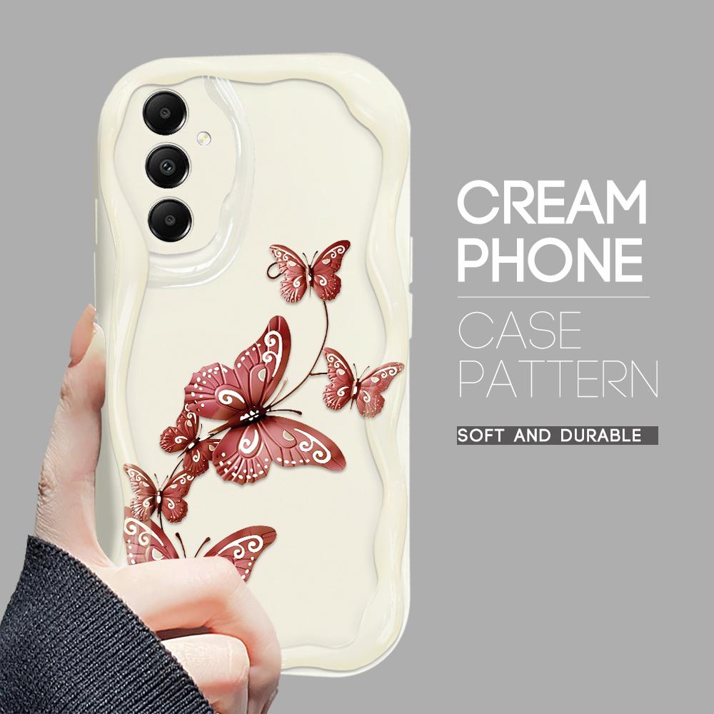Cute Cartoon Pattern Cream Texture Casing Wavy Edge Soft Silicone Cover Phone Case for Samsung