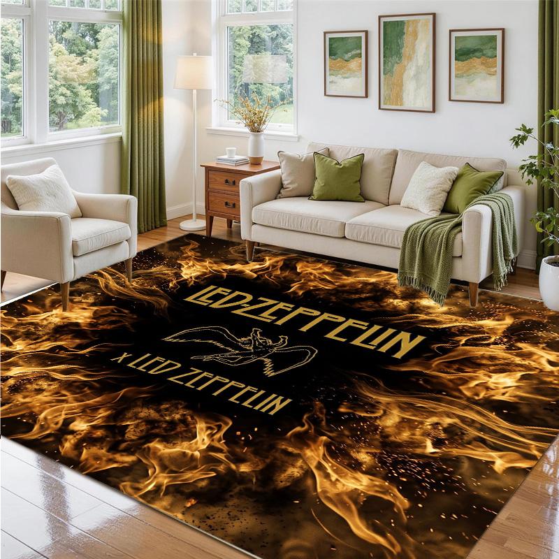 Led Zeppelin Design Kristall-Samt Teppich Weiche Dekorative Matte für Schlafzimmer Eingang