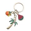Colorful Coconut Tree & Watermelon Keychain - Cool Enamel Pendant for Women & Girls, DIY Fashion Accessory