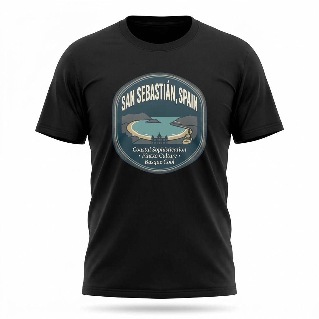 San Sebastian Spain Coastal Graphic T-Shirt Unisex Travel Tee