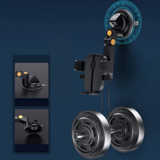 1Pc Black Car Phone Holder Dashboard Windshield Suction Mount Stand Accessories