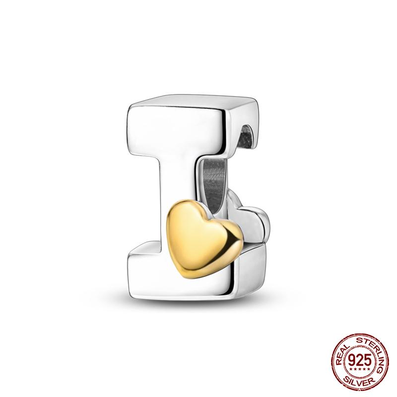 New Copper Classic Golden Heart 26 Alphabet Letters Charms Beads Fit Qikaola Bracelets Lucky Birthday Diy Jewelry