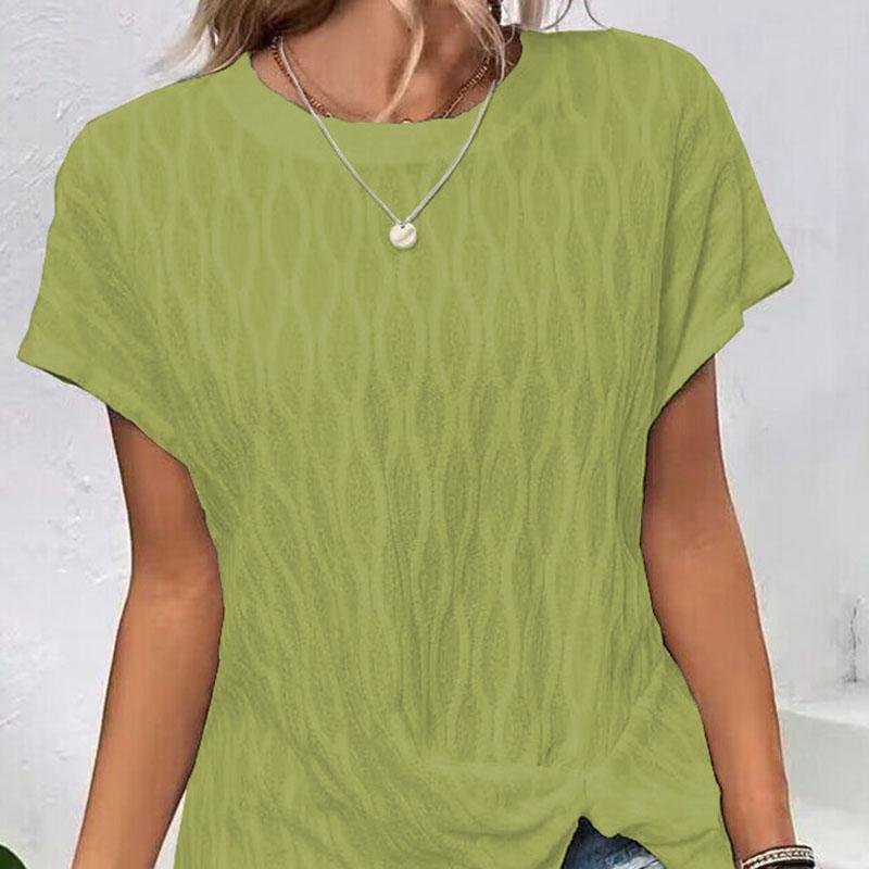 Dámská letní halenka s krátkým rukávem O Neck Jednobarevné pulovrové tričko
