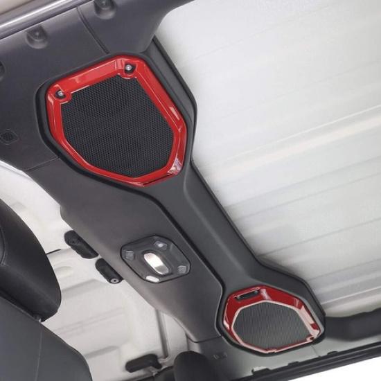 Red For Jeep Wrangler JL 18+ Inner Top Roof Audio Speaker Ring Frame Cover Trim