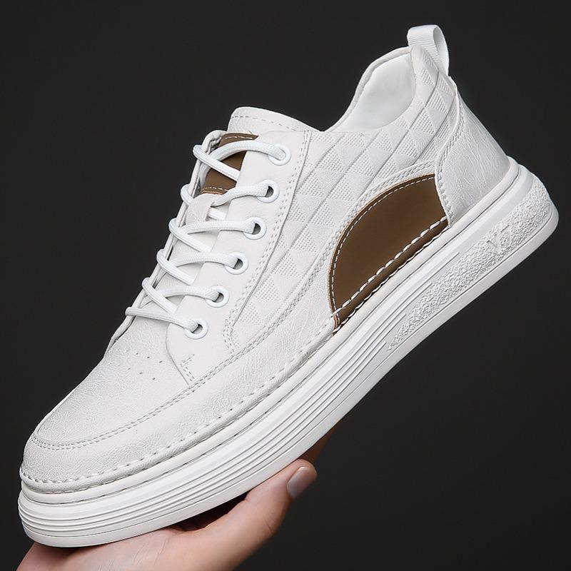 Men's shoes spring new leather men's casual leather shoes trendy fashion versatile sports shoes