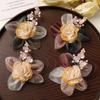 10pcs Burnt Edge Stamen Gradient Mesh Flower Patch DIY Headwear, Cardigan,suit, Floral Accessories Patches for Clothing