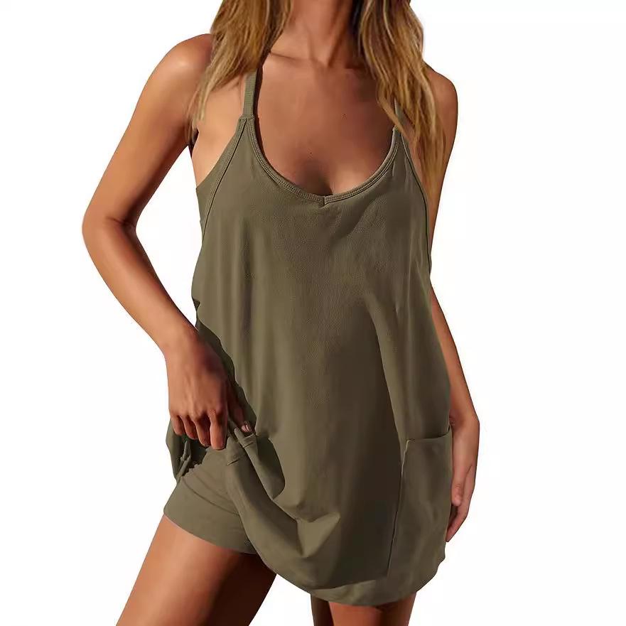 2025 Summer Women's Sling Top Romper Jumpsuit Casual Set