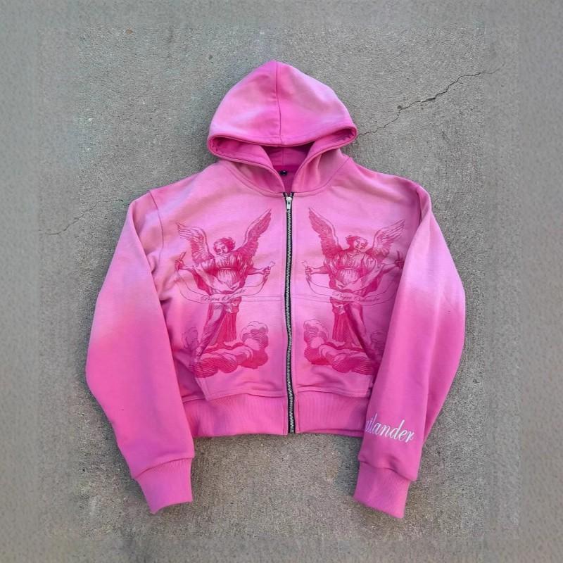 Mens Loose Fit Hooded Sweatshirt Streetwear Style 3D Printed Side Pockets Cotton Blend