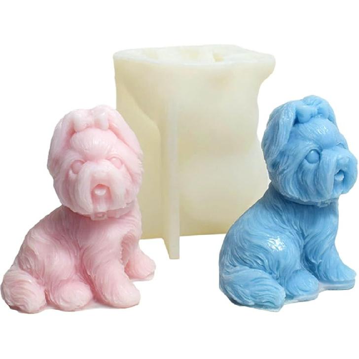 Cute Dog Silicone Mold, Yorkshire Candle Mold for Soap Soy Wax DIY Handcraft, Puppy Resin Mold for Bridesmaid Gift Wedding Party Home Dinner Festive