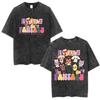 Ateez 2025 World Tour in Your Fantasy Tour Cherry Vintage Washed T Shirt Korean Kpop Fashion T-shirt Men's Women Cotton T-shirts