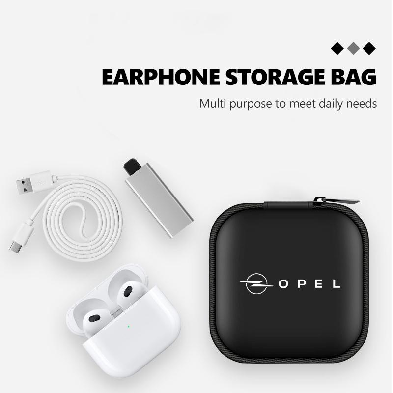 Car Logo EVA Headset Data Cable Holder Headphone Carry Bag For Opel Astra G H J K F Corsa D Zafira B Insignia Mokka Regal