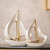 Smooth Sailing Ship Wine Cabinet Ornament Set - Luxurious Home & Office Decor