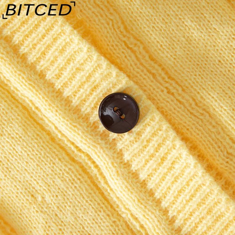 BITCED Women's Knit Cardigan Sweater - Autumn Ruffled Patchwork Slim-Fit Cropped Top Outerwear Cardigan