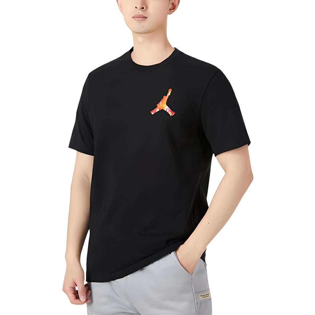 Jordan Printed Logo Solid Color Crew Neck T-Shirt Men Tops Black DH8967-010