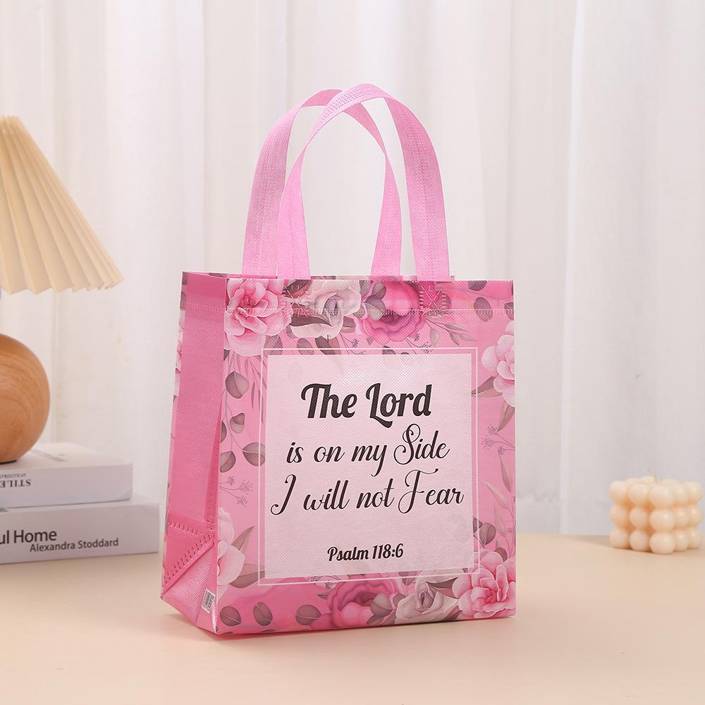 8/16/32pcs Floral Bible Tote Bag - For Christian Baptism, Non Woven Bag, Reusable Tote Bag, Baptism, Wedding Birthday, Inspiring