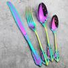 8Pcs Colorful Cutlery Set 304 Stainless Steel Dinnerware Set Knives Fork Spoon Dinner Flatware Set Western Kitchen Tableware Set