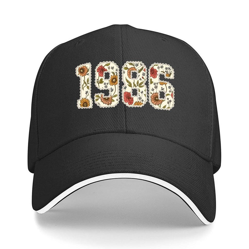 Floral Sunflower Wildflower Vintage Year Graphic Sandwich Baseball Cap Sun Cap Outdoor Workouts Hat