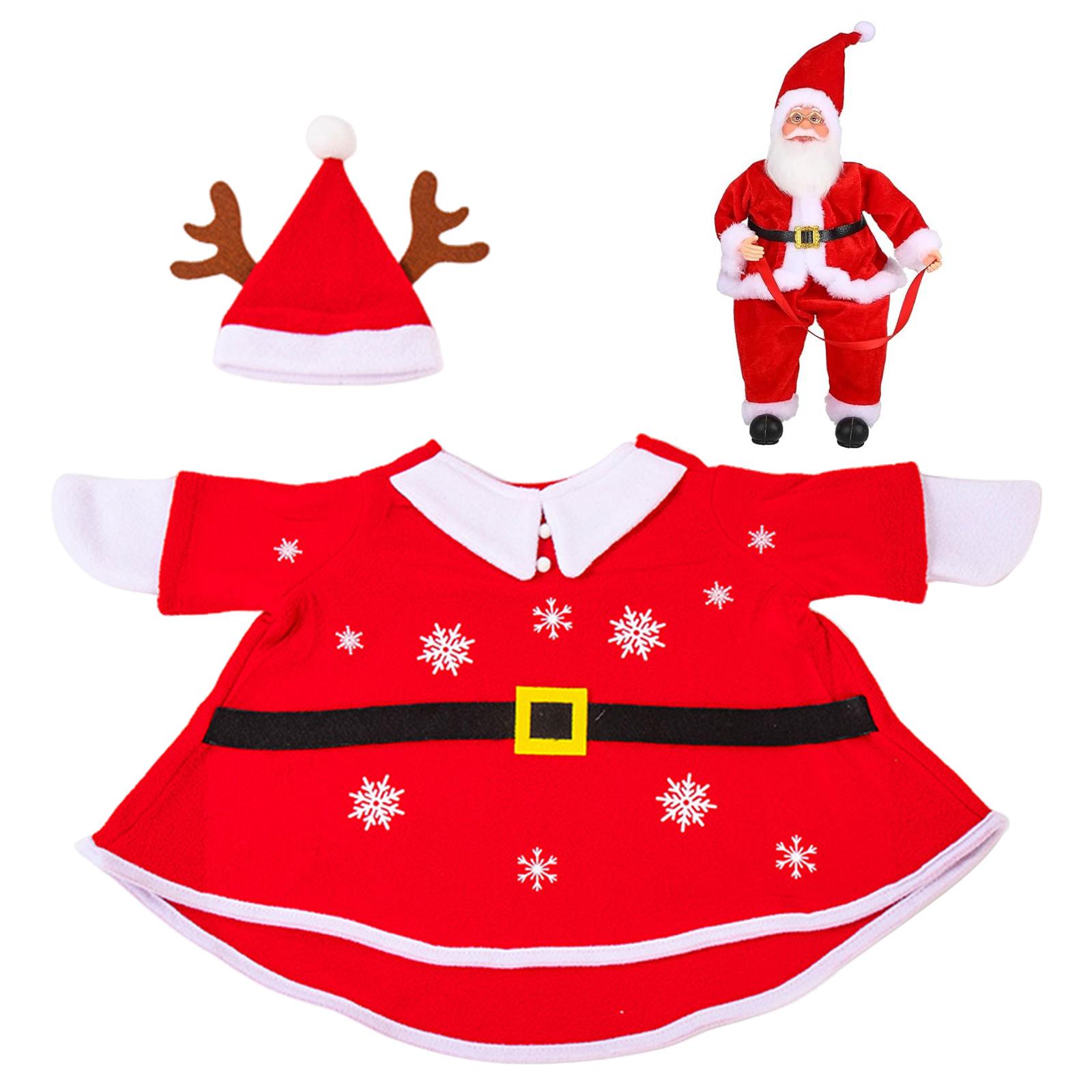 

13 inch Christmas Porch Goose Outfits with Hat Santa Claus Goose Statue Clothes for Garden Yard Patio Xmas Holiday Party Decor