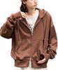 WEGO Unisex Compact Fit Double Zip Zip Autumn Long Size Brown Hoodie, Sweatshirt, Hoodie, Outerwear, Clothes, Sleeve, Gift, Men's, L,