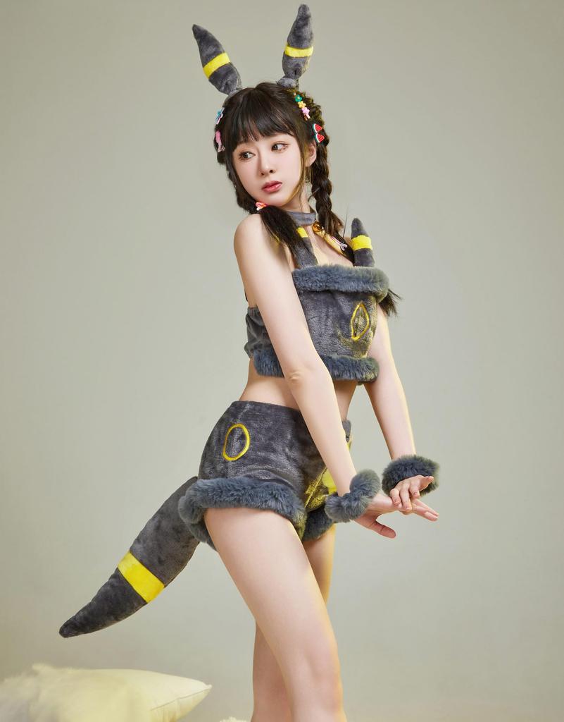 Beauty Costume Cosplay Anime Game Sexy Cute Tank Top Shorts Lingerie Sleeveless Home Wear Pajamas Belly Showing Black Cat Monster Monster Beast Cute