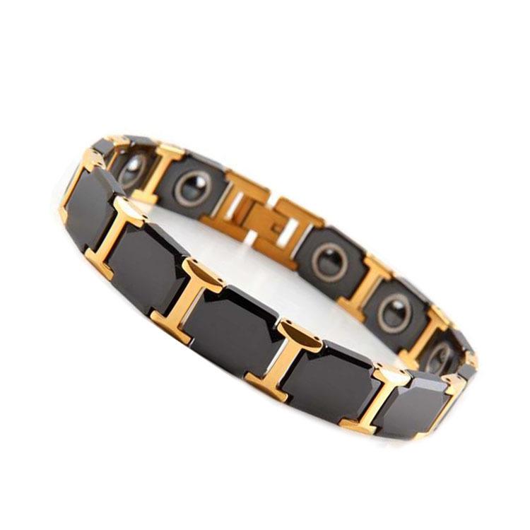 Magnetic Titanium Steel & Ceramic Bracelet for Couples - Black Ocher Design