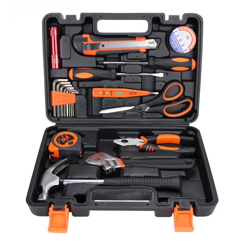 Household Hardware Tool Set: Electric & Impact Drill Combo with Toolbox for Vehicle Repair