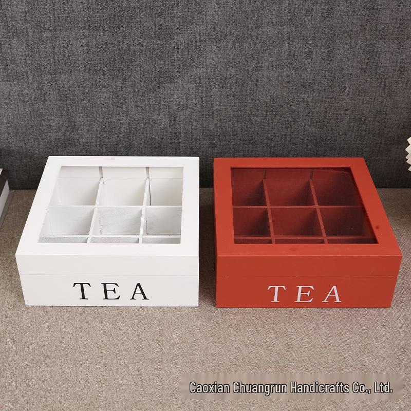 Solid Wood Gift Box with Transparent Acrylic Dividers - Nine-Grid Storage Box