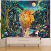 Obsecolors Blacklight Lion Tapestry UV Reactive Forest Wall Tapestry Trippy Galaxy Space Tapestries Colorful Flowers Plant Tapestries Wall Hanging