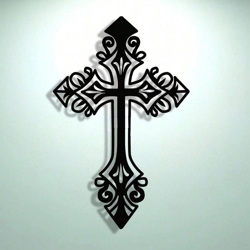 Vintage Hollow Cross Metal Sign Wrought Iron Wall Decor Home Gift Holiday Religious