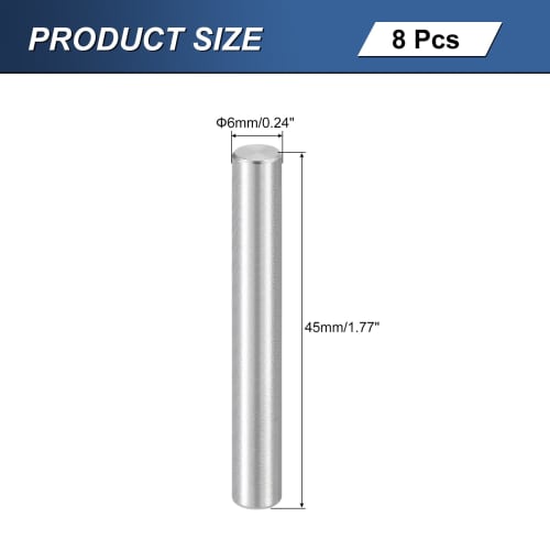 uxcell 8-Piece Parallel Pin, M6 x 45mm, Dowel Pin, Shelf Support, Shelf Bracket, 304 Stainless Steel, Furniture Door Joint, Fastener, Connection, Repa