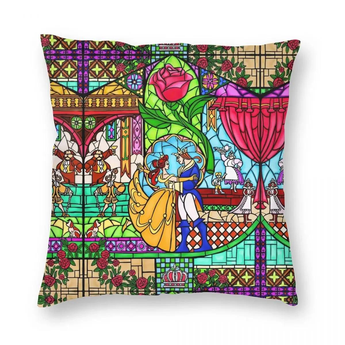 Patterns Of The Stained Glass Window Square Pillowcase Polyester Zip Decor Throw Pillow Case Car Cushion Cover 12x12Inch