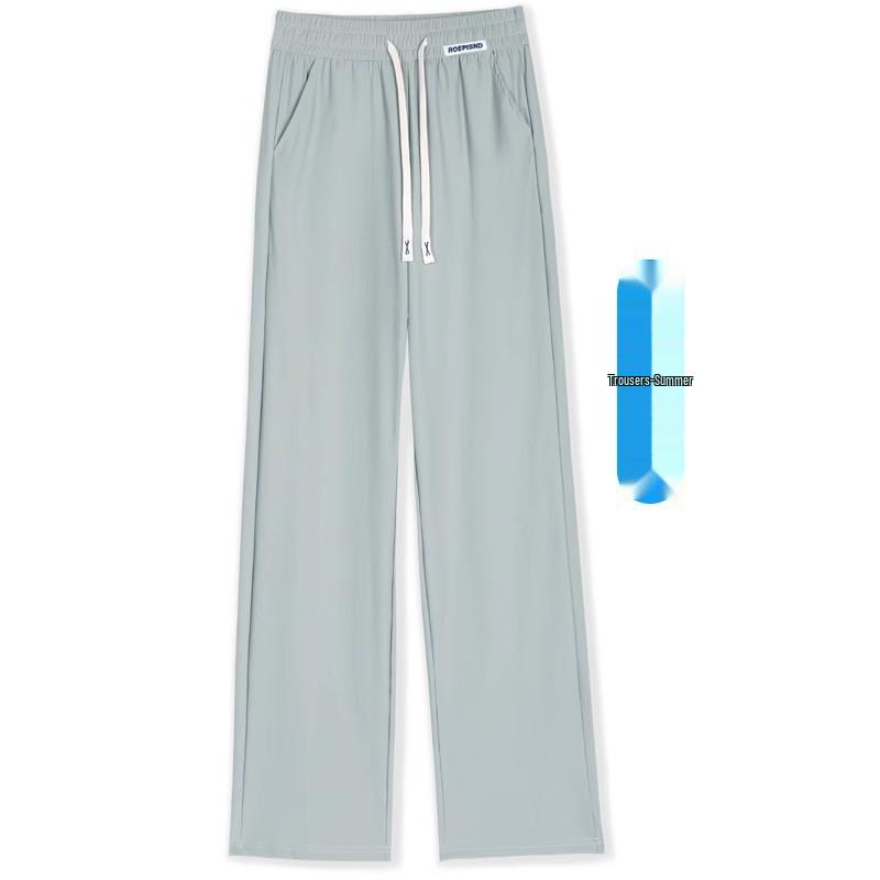 

Women s 2025 Summer Ice Silk Wide-Leg Capri Pants S