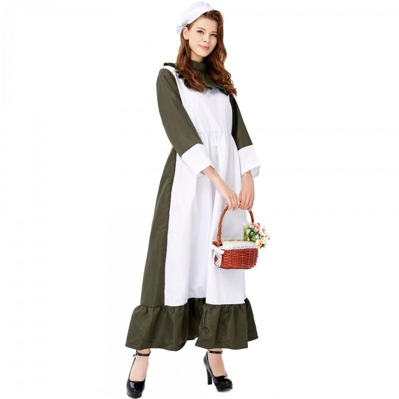 M L XL Womens Halloween Long Dress Maid Costume Beer Festival Cosplay Party Outfit